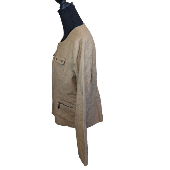 Dana Buchman Womens Jacket Full Zip Cotton Linen Lined Utility Large - Picture 5 of 10